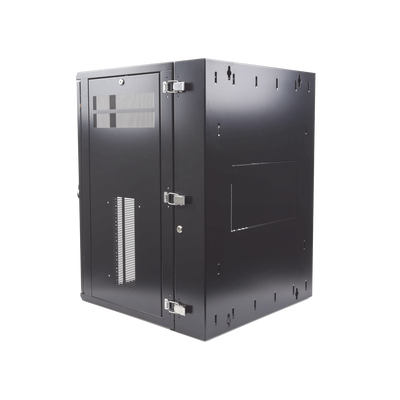 Gabinete PanZone de Montaje en Pared, de 19in, Puerta con Ventana de Seguridad, 18 UR, 635mm de Profundidad, Color Negro Gabinete PanZone de Montaje en Pared, de 19in, Puerta con Ventana de Seguridad, 18 UR, 635mm de Profundidad, Color Negro