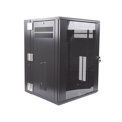 Gabinete PanZone de Montaje en Pared, de 19in, Puerta con Ventana de Seguridad, 18 UR, 635mm de Profundidad, Color Negro Gabinete PanZone de Montaje en Pared, de 19in, Puerta con Ventana de Seguridad, 18 UR, 635mm de Profundidad, Color Negro