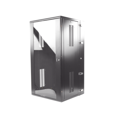 Gabinete PanZone de Montaje en Pared, de 19in, Puerta con Ventana de Seguridad, 26 UR, 635mm de Profundidad, Color Negro