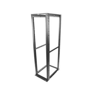 Rack de Cuatro Postes Estándar de 19", Rieles Numerados y Roscados #12-24, Profundidad Máxima de 30 in, 45 Unidades de Rack, Color Negro
