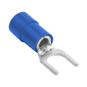 Terminal tipo horquilla ( espada ) aislada / 16 - 14 AWG / Azúl / Paquete de 25 piezas.