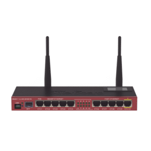 Router Board, 10 Puertos Ethernet, 1 Puerto SFP, Wi-Fi de Gran Cobertura 2.4 GHz Antenas de 4 dBi, hasta 1 Watt de potencia