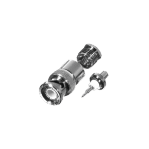 Conector BNC Macho de Rosca y Pin Cautivo para Cables RG-58/U, RG-142/U, LMR-195, RG-55/U.