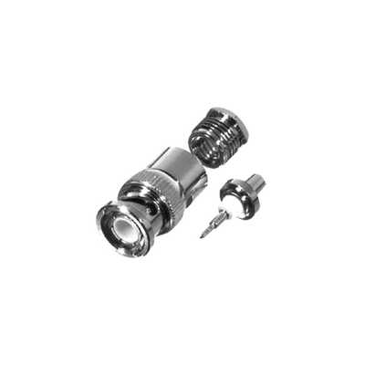Conector BNC Macho de Rosca y Pin Cautivo para Cables RG-58/U, RG-142/U, LMR-195, RG-55/U.