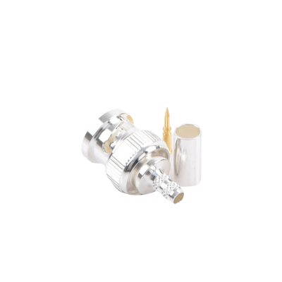 Conector BNC Macho de Anillo Plegable para Cable LMR-195, RG-58/U, RG-142/U, Plata/Oro/Teflón.