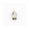 Conector BNC Hembra de Montaje Frontal D-Plano, Soldable, Rondana de Seguridad, Níquel/ Oro/ Delrin.
