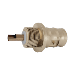 Conector BNC Hembra para Chasis, Soldable, Montaje Frontal D-Plano, Sin Herraje, Níquel/ Oro/ Teflón.