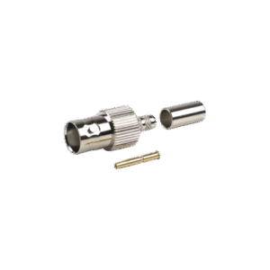 Conector BNC Hembra de Anillo para Cables RG-8/X, LMR-240, 9258, Níquel/ Oro/ Delrin.
