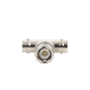 Adaptador en T para 50 Ohm de BNC Macho a Doble BNC Hembra, Troquelado, Níquel/ Oro/ Delrin. Adaptador en T para 50 Ohm de BNC Macho a Doble BNC Hembra, Troquelado, Níquel/ Oro/ Delrin.