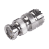 Adaptador en Linea para 50 Ohm, Conector BNC Macho-UHF Hembra (SO-239), Níquel/ Oro/ Delrin.