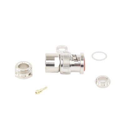 Conector BNC Macho de Rosca para Ensamblar en Cable RG-59/U, Níquel/ Oro/ Teflón.