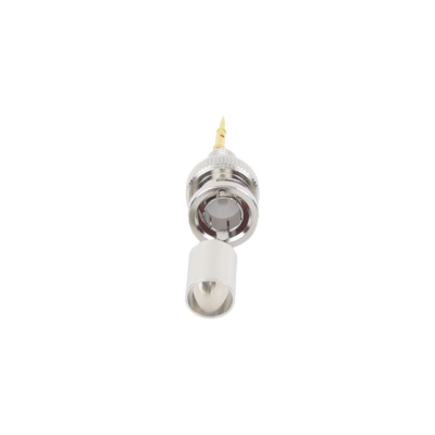 Conector BNC Macho de Anillo Plegable para Cable Belden 8281 tipo RG-59/U, Níquel/ Oro/ Delrin.