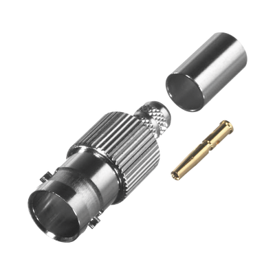 Conector BNC Hembra de Anillo Plegable para Cable COMMSCOPE 735 Grupo K, Níquel/ Oro/ Teflón.