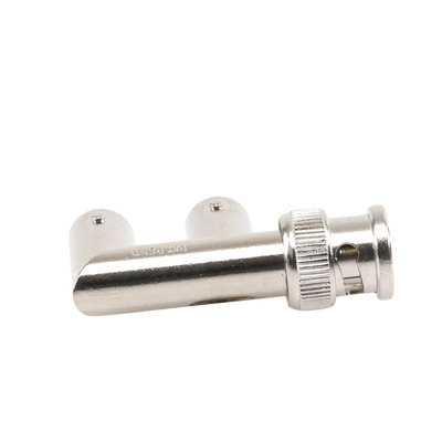 Adaptador Triple en F para 75 Ohm, de Conector BNC Macho a Doble BNC Hembra, Níquel/ Oro/ Delrin.