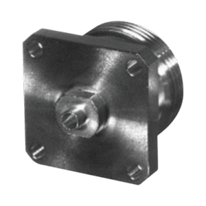 Conector 7-16 DIN Hembra para Chasis y Montaje en Cable Semi-Rígido de 1/4", Plata/ Plata/ Teflón.