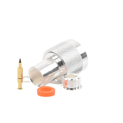 Conector N Macho de Rosca para Cables RG-8/X, LMR-240, BELDEN 9258, Plata / Oro / Teflón. Conector N Macho de Rosca para Cables RG-8/X, LMR-240, BELDEN 9258, Plata / Oro / Teflón.