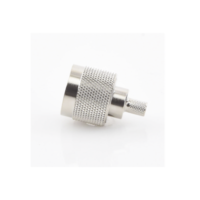 Conector N Macho, Anillo Plegable y Pin Cautivo para RG-8/X, 9258, LMR-240, Níquel/ Oro/ Teflón. Conector N Macho, Anillo Plegable y Pin Cautivo para RG-8/X, 9258, LMR-240, Níquel/ Oro/ Teflón.