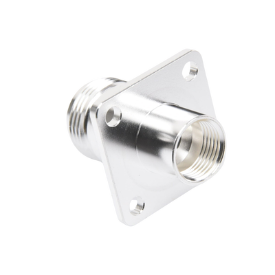 Conector N Hembra, montaje con 4 perforaciones a 18 mm.