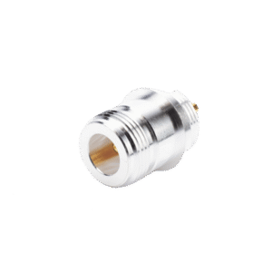 Conector N Hembra, para Montaje Frontal en Panel, Doble D Plano, Plata/ Oro/ Teflón.