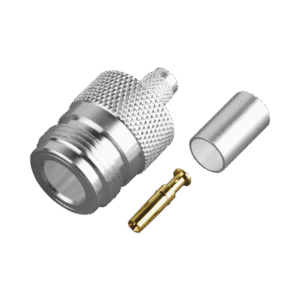 Conector N Hembra de Anillo Plegable para Cable PROFLEX ó Grupo P, Plata/ Oro/ Teflón.