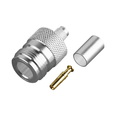 Conector N Hembra de Anillo Plegable para Cable PROFLEX ó Grupo P, Plata/ Oro/ Teflón.