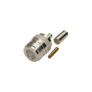 Conector N Hembra, de Anillo Plegable para Cables LMR-240, RG-8/X, 9258, Niquel/Oro/Teflón.