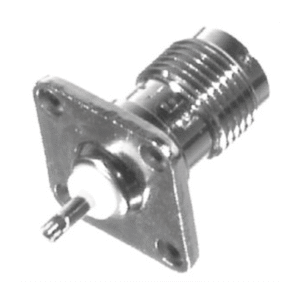 Conector TNC Hembra para Chasis de 4 Perforaciones de 13 mm, Contacto-Berilio Cobre Soldable, Níquel/ Oro/ Teflón. Conector TNC Hembra para Chasis de 4 Perforaciones de 13 mm, Contacto-Berilio Cobre Soldable, Níquel/ Oro/ Teflón.