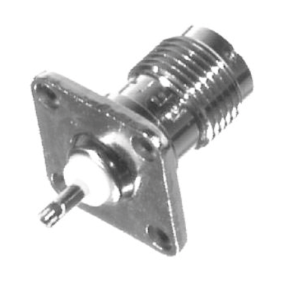 Conector TNC Hembra para Chasis de 4 Perforaciones de 13 mm, Contacto-Berilio Cobre Soldable, Níquel/ Oro/ Teflón. Conector TNC Hembra para Chasis de 4 Perforaciones de 13 mm, Contacto-Berilio Cobre Soldable, Níquel/ Oro/ Teflón.