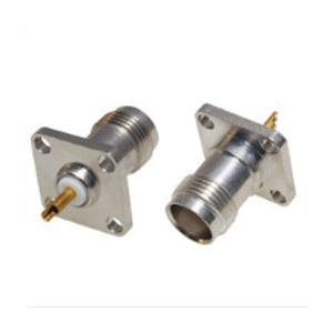 Conector TNC Hembra para Chasis de 4 Perforaciones de 13 mm, Terminal Soldable, Bronce Blanco/ Oro/ Teflón. Conector TNC Hembra para Chasis de 4 Perforaciones de 13 mm, Terminal Soldable, Bronce Blanco/ Oro/ Teflón.