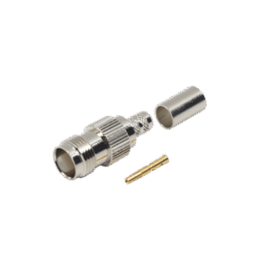 Conector TNC Hembra de Anillo Plegable para Cables RG-8/X, LMR-240, Grupo X, Níquel/ Oro/ Delrin.