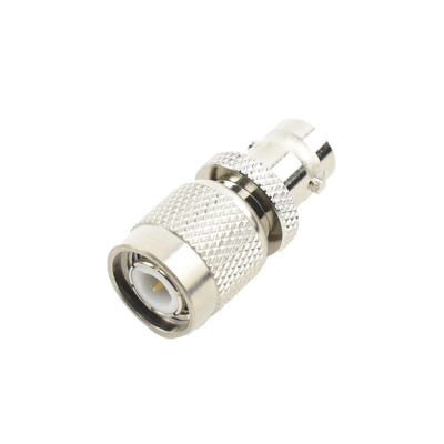 Adaptador en Línea, de Conector TNC Macho a BNC Hembra, Níquel /Oro /Teflón.