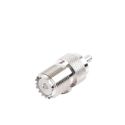 Conector UHF Hembra (SO-239) en Línea, de Anillo Plegable para Cable RG-58/U, RG-142/U, Níquel/ Plata/ Delrin. Conector UHF Hembra (SO-239) en Línea, de Anillo Plegable para Cable RG-58/U, RG-142/U, Níquel/ Plata/ Delrin.