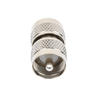Adaptador Barril en Línea, de Conector UHF Macho (PL-259) a UHF Macho (PL-259), Níquel/ Plata/ Teflón. Adaptador Barril en Línea, de Conector UHF Macho (PL-259) a UHF Macho (PL-259), Níquel/ Plata/ Teflón.
