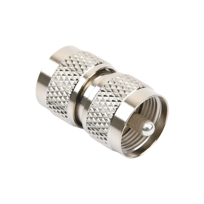 Adaptador Barril en Línea, de Conector UHF Macho (PL-259) a UHF Macho (PL-259), Níquel/ Plata/ Teflón. Adaptador Barril en Línea, de Conector UHF Macho (PL-259) a UHF Macho (PL-259), Níquel/ Plata/ Teflón.