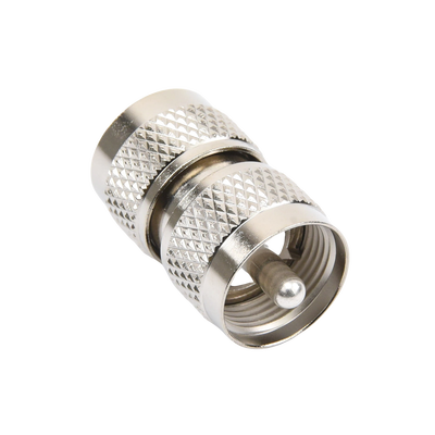 Adaptador Barril en Línea, de Conector UHF Macho (PL-259) a UHF Macho (PL-259), Níquel/ Plata/ Teflón. Adaptador Barril en Línea, de Conector UHF Macho (PL-259) a UHF Macho (PL-259), Níquel/ Plata/ Teflón.