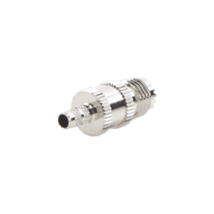 Conector Mini UHF Hembra de Anillo Plegable en Cables RG-58/U, RG-142/U, Níquel/ Plata/ Delrin.