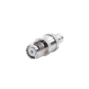Conector Mini-UHF Hembra en Línea, de Anillo Plegable para Cable Coaxial RG-8/X, 9258, LMR-240, Níquel/ Plata/ Teflón.
