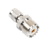 Adaptador en Línea de Conector Mini UHF Macho a UHF Hembra (SO-239), Níquel/ Oro/ Teflón.