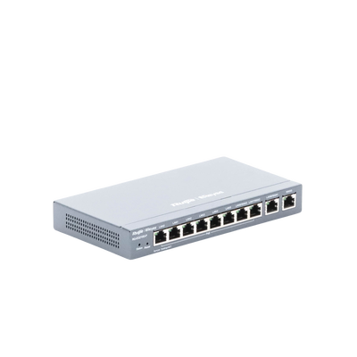 Router Balanceador PoE Cloud 10 puertos gigabit (8 puertos PoE), soporta 4x WAN configurables, hasta 200 clientes con desempeño de 600 Mbps asimétricos