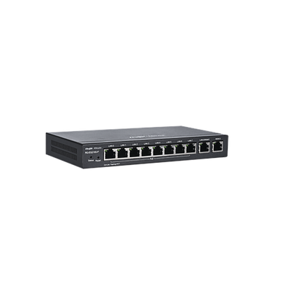 Router Balanceador PoE Cloud 10 puertos gigabit (8 puertos PoE), soporta 4x WAN configurables, hasta 200 clientes con desempeño de 600 Mbps asimétricos
