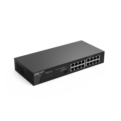 Switch no PoE, no administrable, con 16 puertos 10/100/1000 Mbps