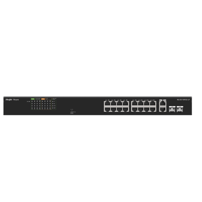 Switch PoE+ 120 Watts, No Administrable Ideal para CCTV, 16 Puertos 10/100, 2 Uplinks Gigabit y 2 SFP, Carcasa Metálica