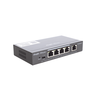Switch Administrable PoE con 5 puertos Gigabit, 4 PoE 802.3af/at, gestión gratuita desde la nube, 54w Switch Administrable PoE con 5 puertos Gigabit, 4 PoE 802.3af/at, gestión gratuita desde la nube, 54w