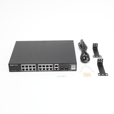 Switch L2 Administrable PoE con 16 puertos Gigabit PoE 802.3af/at + 2 SFP para fibra 1Gb, gestión gratuita desde la nube, 240w Switch L2 Administrable PoE con 16 puertos Gigabit PoE 802.3af/at + 2 SFP para fibra 1Gb, gestión gratuita desde la nube, 240w