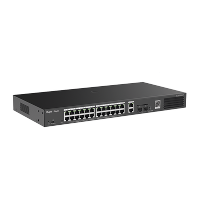 Switch Smart PoE con 24 puertos Gigabit PoE 802.3af/at + 2 SFP para fibra 1Gb, gestión gratuita desde la nube, 370w Switch Smart PoE con 24 puertos Gigabit PoE 802.3af/at + 2 SFP para fibra 1Gb, gestión gratuita desde la nube, 370w