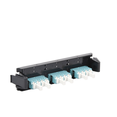 Placa acopladora de Fibra Óptica Quick-Pack, Con 6 Conectores LC Duplex (12 Fibras), Para Fibra Multimodo, Aqua