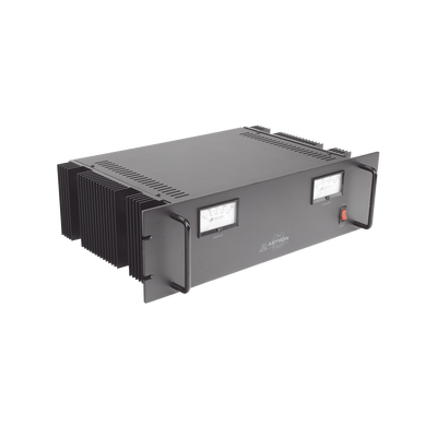 Fuente de poder 13.8Vcc, 35A, lineal regulada con circuito cargador de baterías, para instalación en rack