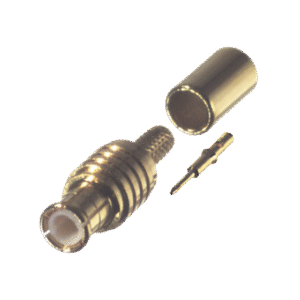 Conector MCX Macho en Línea, de Anillo Plegable en Cable RG-174/U, Oro/ Oro/ Teflón.