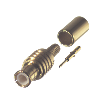 Conector MCX Macho en Línea, de Anillo Plegable en Cable RG-174/U, Oro/ Oro/ Teflón.