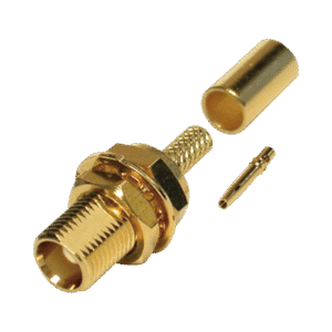 Conector MCX Hembra para Panel Trasero D-Plano, de Anillo Plegable para RG-316/U, Grupo B, Oro/ Oro/ Teflón.